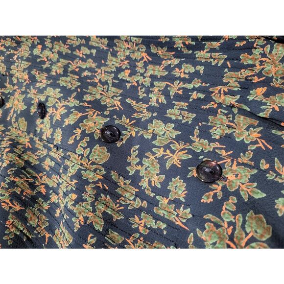 Vintage April Too Dress Women's 3X Button Down Midi Floral Chiffon Rayon Pintuck - Picture 5 of 5